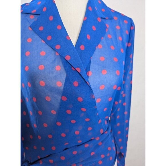 Mango Wrap Top Blouse Blue Sheer - Picture 4 of 6